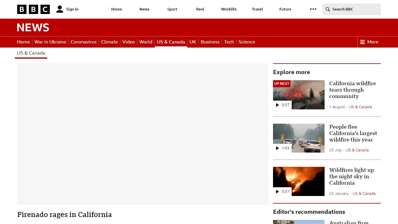 Firenado rages in California - BBC News